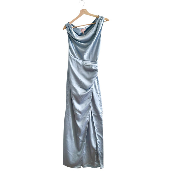 Show Me Your Mumu Jodie Maxi Dress in Steel Blue Luxe Satin XXL - Picture 4 of 7